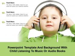 Powerpoint template and background with child listening to music or audio books