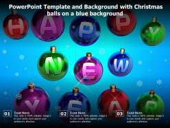 Powerpoint template and background with christmas balls on a blue background