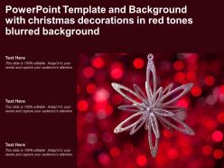 Powerpoint template and background with christmas decorations in red tones blurred background