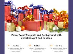 Powerpoint template and background with christmas gift and baubles