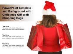 Powerpoint template and background with christmas girl with shopping bags