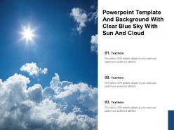 Powerpoint template and background with clear blue sky with sun and cloud