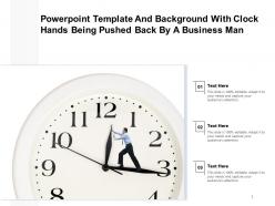 Powerpoint template and background with clock hands being pushed back by a business man