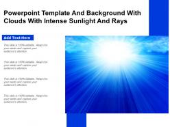 Powerpoint template and background with clouds with intense sunlight and rays