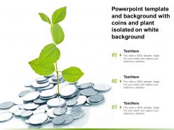 Powerpoint template and background with coins and plant isolated on white background