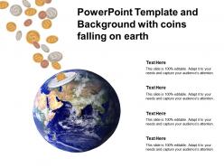 Powerpoint template and background with coins falling on earth