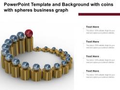 Powerpoint template and background with coins with spheres business graph