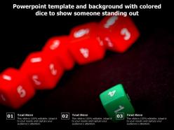 Powerpoint template and background with colored dice to show someone standing out