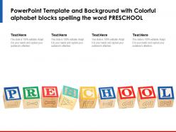 Powerpoint template and background with colorful alphabet blocks spelling the word preschool