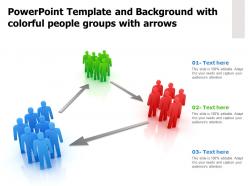 Powerpoint template and background with colorful people groups with arrows