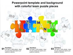 Powerpoint template and background with colorful team puzzle pieces