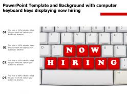 Powerpoint template and background with computer keyboard keys displaying now hiring