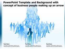 Powerpoint template and background with concept of business people making up an arrow