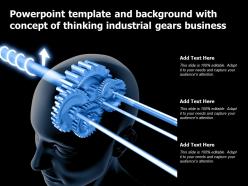 Powerpoint template and background with concept of thinking industrial gears business