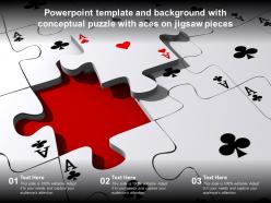 Powerpoint template and background with conceptual puzzle with aces on jigsaw pieces