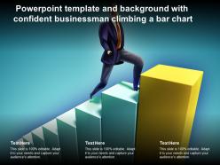 Powerpoint Template And Background With Confident Businessman Climbing A Bar Chart