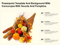 Powerpoint template and background with cornucopia with gourds and pumpkins