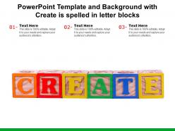 Powerpoint template and background with create is spelled in letter blocks