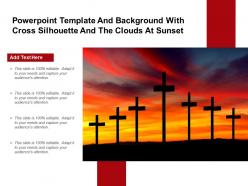 Powerpoint template and background with cross silhouette and the clouds at sunset