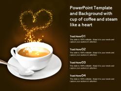 Powerpoint template and background with cup of coffee and steam like a heart