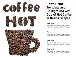 Powerpoint template and background with cup of hot coffee in beans shapes