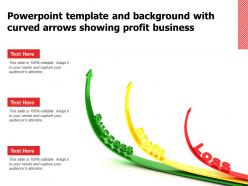 Powerpoint template and background with curved arrows showing profit business