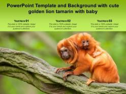 Powerpoint template and background with cute golden lion tamarin with baby