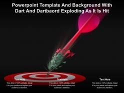 Powerpoint template and background with dart and dartboard exploding as it is hit