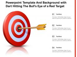 Powerpoint template and background with dart hitting the bulls eye of a red target