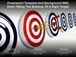 Powerpoint template and background with darts hitting the bullseye of a right target
