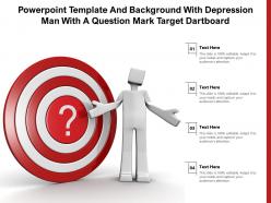 Powerpoint template and background with depression man with a question mark target dartboard