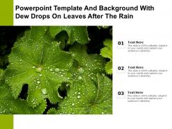 Powerpoint template and background with dew drops on leaves after the rain