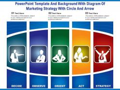 Powerpoint template and background with diagram of marketing strategy with circle and arrow