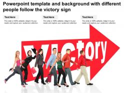 Powerpoint template and background with different people follow the victory sign