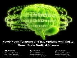 Powerpoint template and background with digital green brain medical science