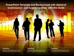 Powerpoint template and background with digital of businessmen and businesswomen with the world