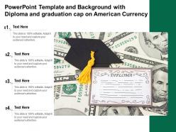 Powerpoint template and background with diploma and graduation cap on american currency