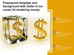 Powerpoint template and background with dollar in ice cream 3d rendering money