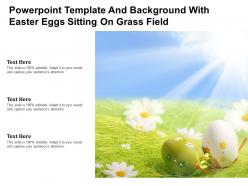 Powerpoint template and background with easter eggs sitting on grass field