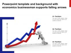 Powerpoint template and background with economics businessman supports falling arrows