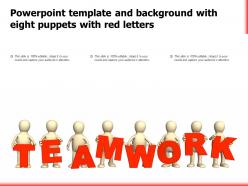 Powerpoint template and background with eight puppets with red letters