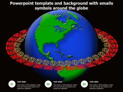 Powerpoint template and background with emails symbols around the globe