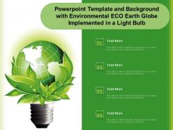 Powerpoint template and background with environmental eco earth globe implemented in a light bulb