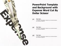 Powerpoint template and background with expense word cut by dollar scissor