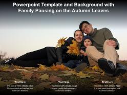 Powerpoint template and background with family pausing on the autumn leaves