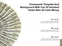 Powerpoint template and background with fan of hundred dollar bills of cash money