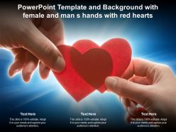 Powerpoint template and background with female and man s hands with red hearts