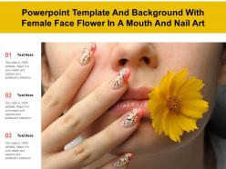 Powerpoint template and background with female face flower in a mouth and nail art