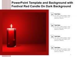 Powerpoint template and background with festival red candle on dark background