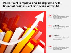 Powerpoint template and background with financial business stat and white arrow 3d